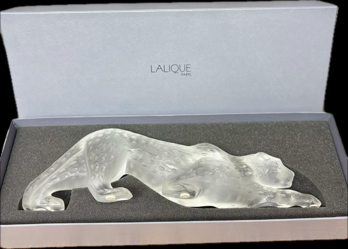 Ancienne Sculpture Lalique Grand Modèle " Panthère Zeila " Art Déco En Cristal