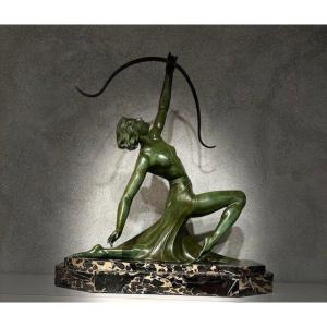 Important Art Deco Bronze Signed G.daverny 70 Cm