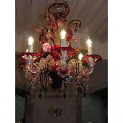  Lustre Murano En Parfait état Et Entièrement Révisé , 6 Branches