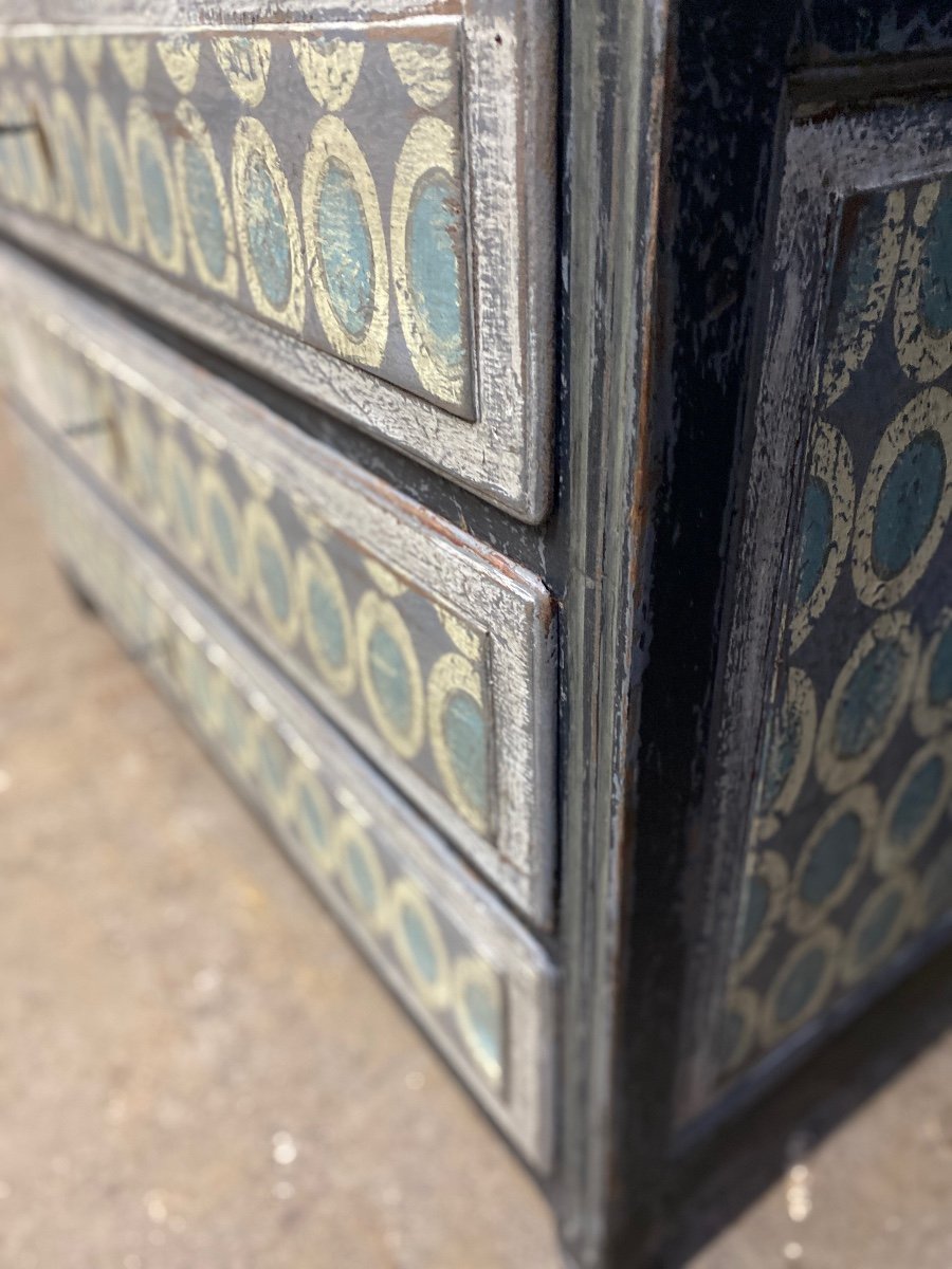 Louis XVI Commode 3 Drawers Beautiful Patina In Several Colors-photo-5