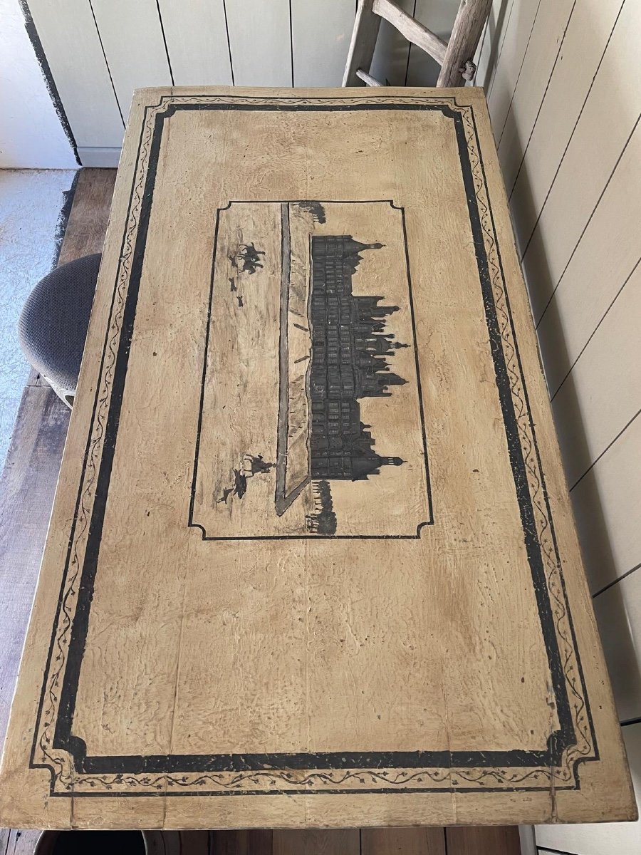 Reception Table With Patina Representing A Castle Dating From The 18th Century 