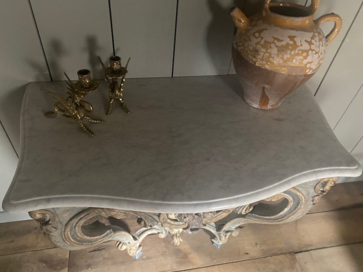 Console In Patinated Wood Dating From The 18th Century Louis XV-photo-2