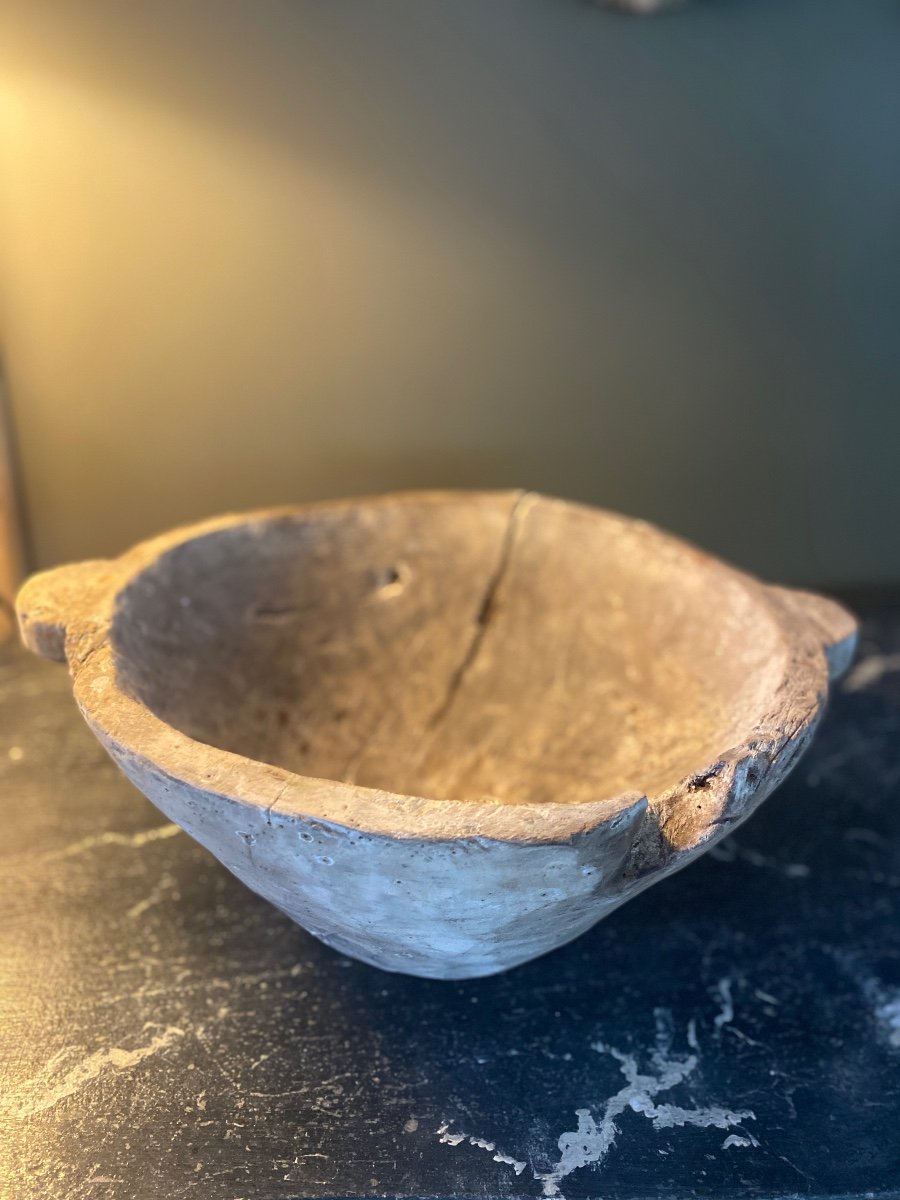 Round Walnut Wood Tray Dating From The End Of The 18th Century -photo-4