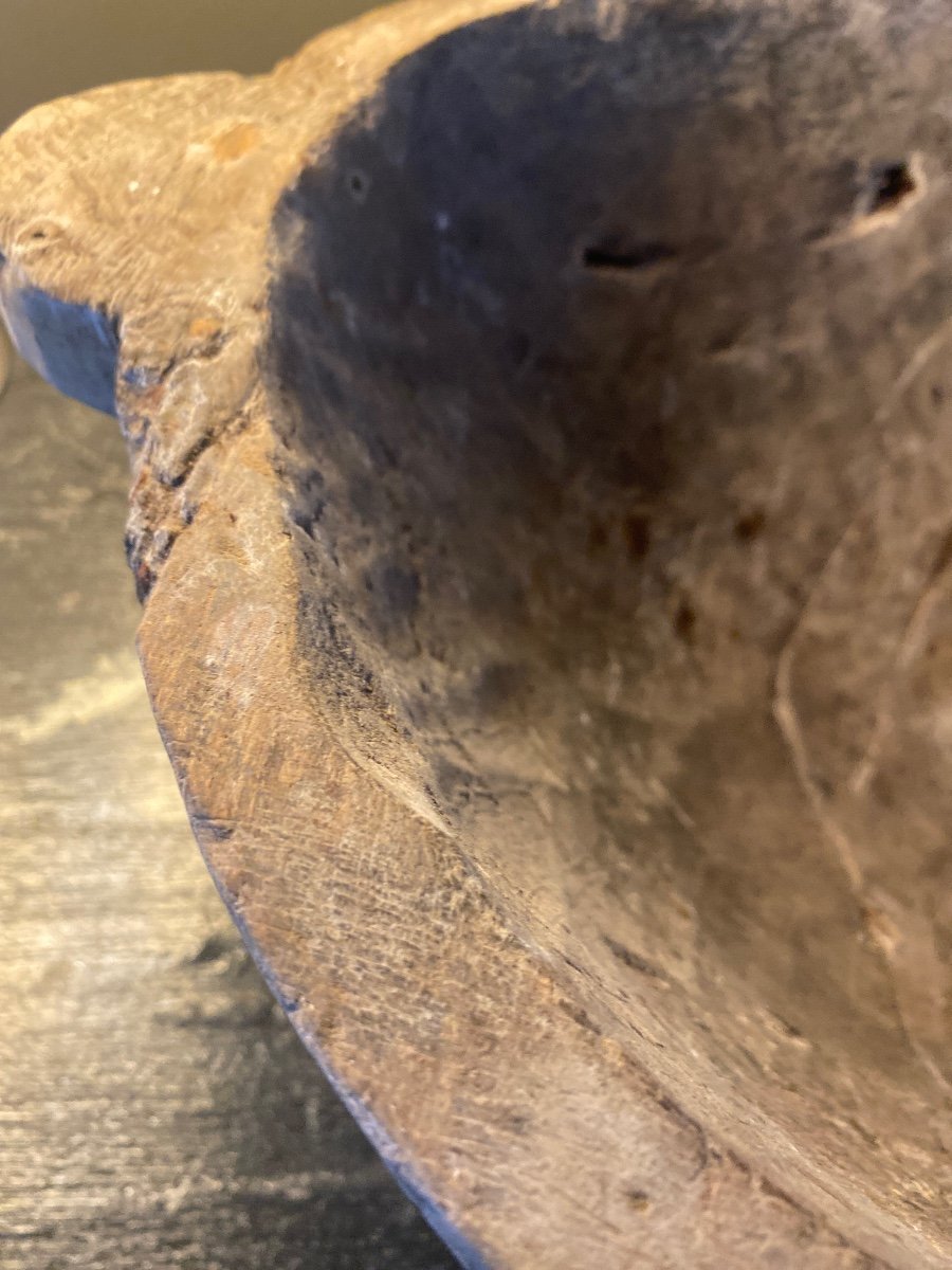 Round Walnut Wood Tray Dating From The End Of The 18th Century -photo-1