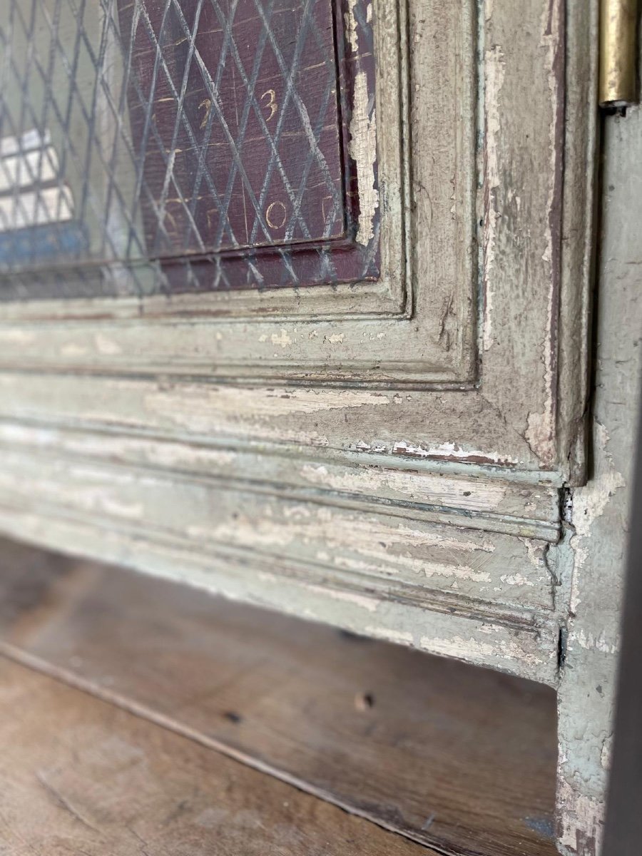 Late 19th Century Patina Wooden Bookcase With Trompe l'Oeil -photo-2