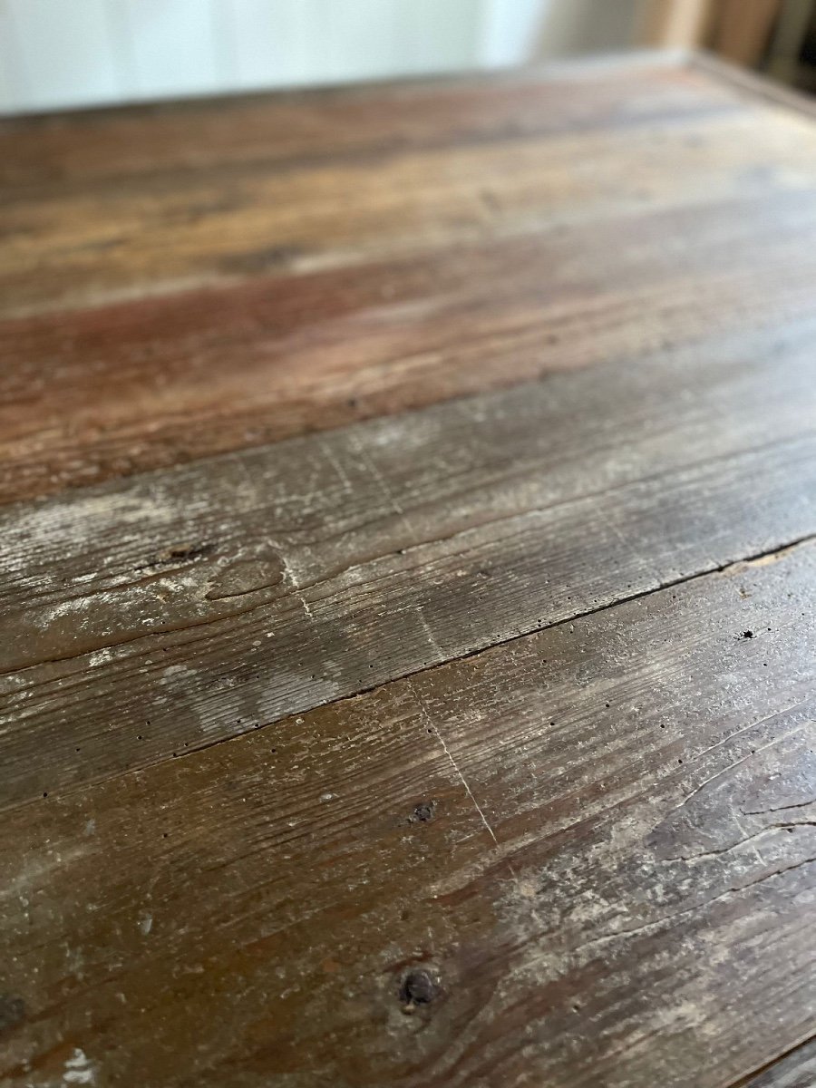 Coffee Table With Old Castle Floor On Metal Frame -photo-4