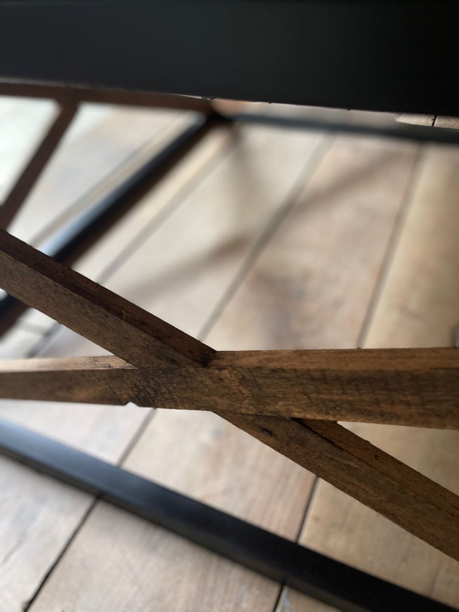 Coffee Table With Old Castle Floor On Metal Frame -photo-2