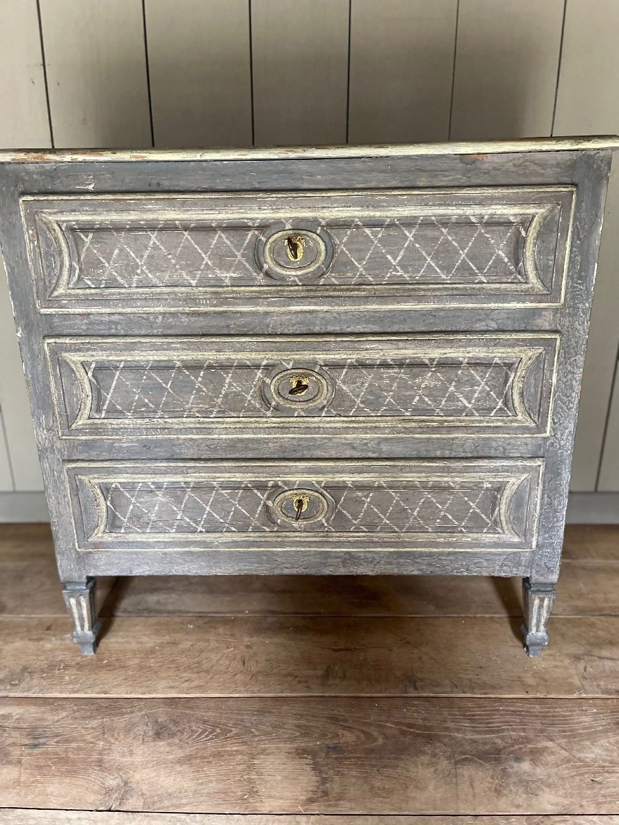 Louis XVI Chest Of Drawers Dating From The 19th Century Magnificent Patina Small Model -photo-2