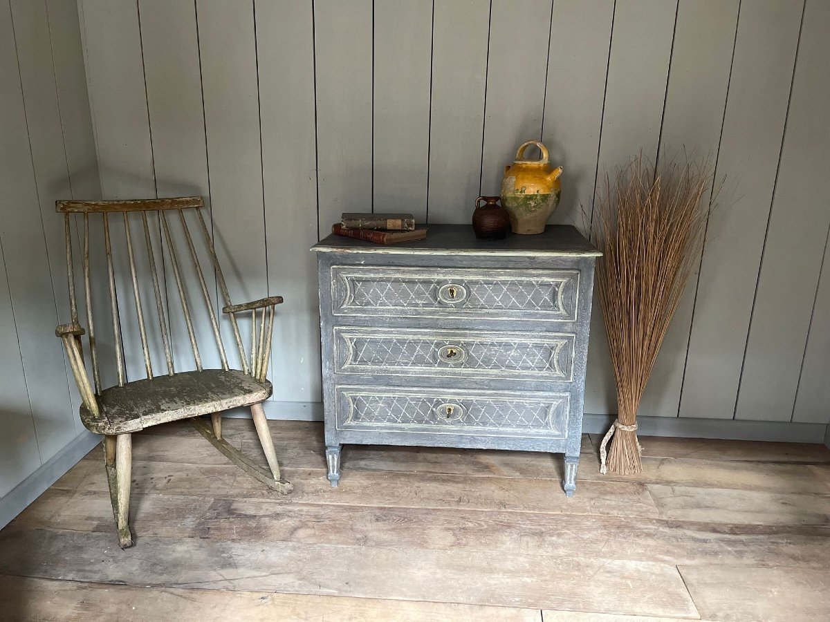 Commode Louis XVI Datant Du 19e Siècle Magnifique Patine Petit Modèle -photo-6