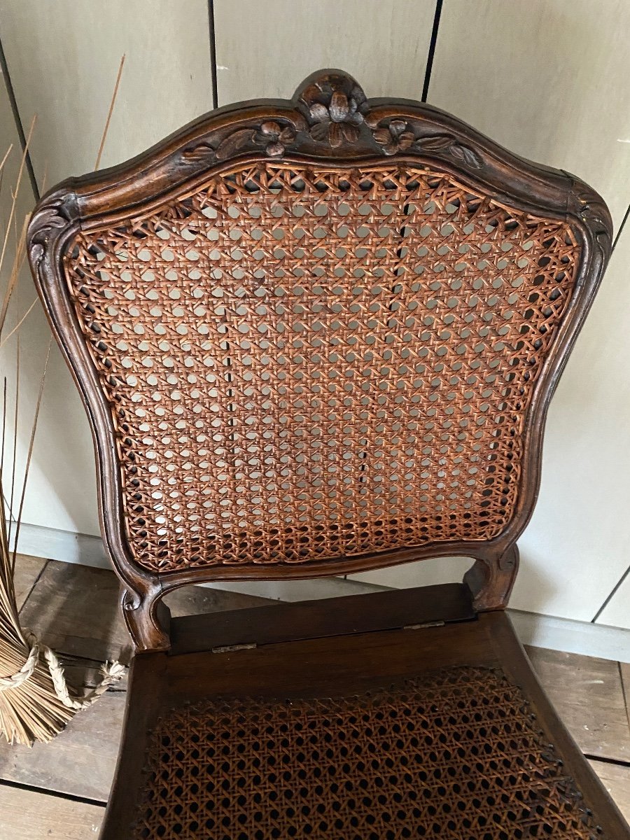 18th Century Louis XV Commode Chair In Walnut -photo-2