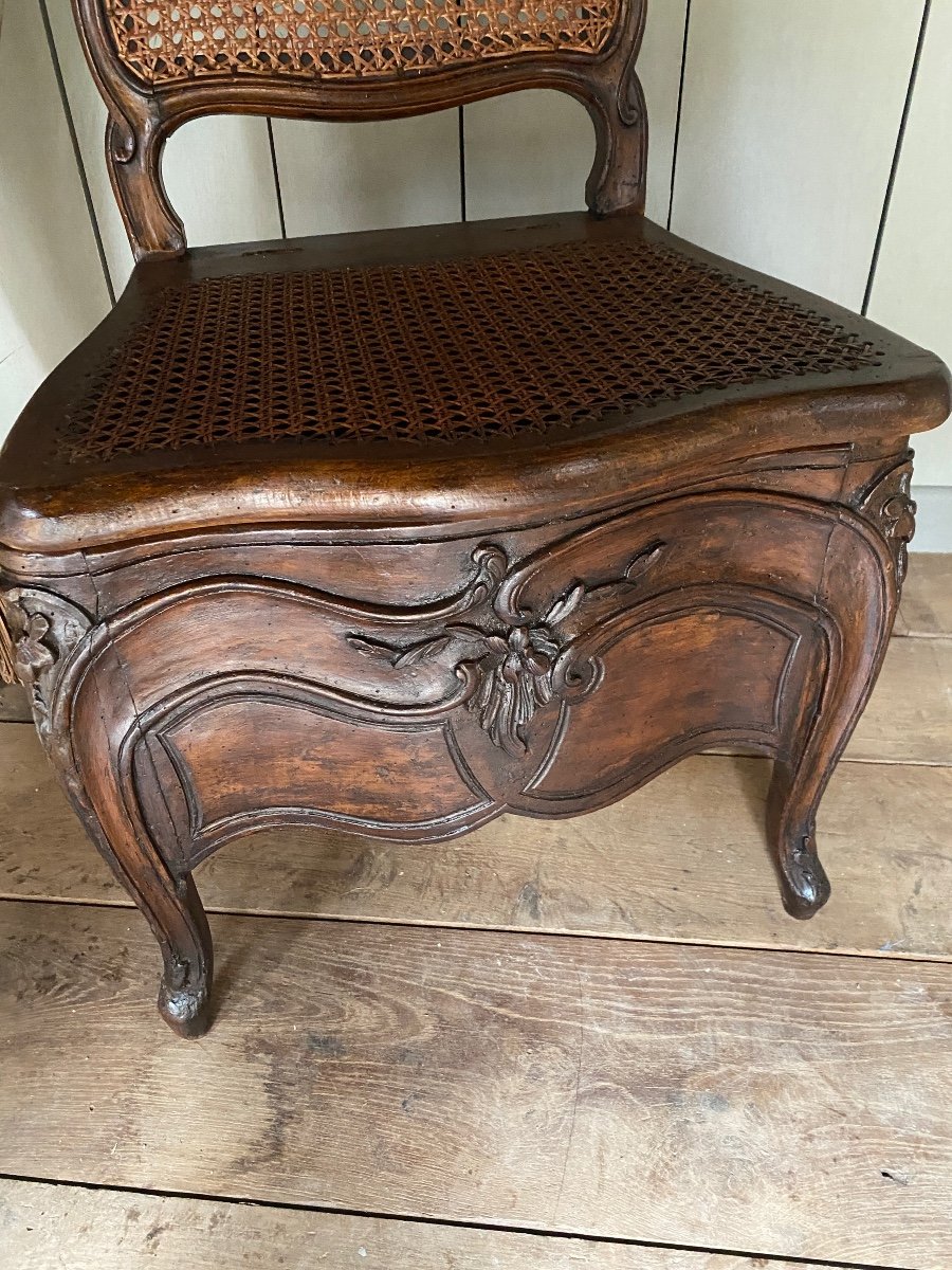 18th Century Louis XV Commode Chair In Walnut -photo-3