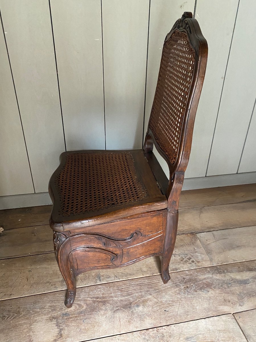 18th Century Louis XV Commode Chair In Walnut -photo-2