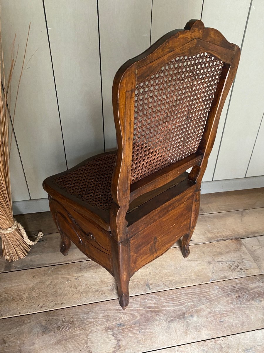 18th Century Louis XV Commode Chair In Walnut -photo-3