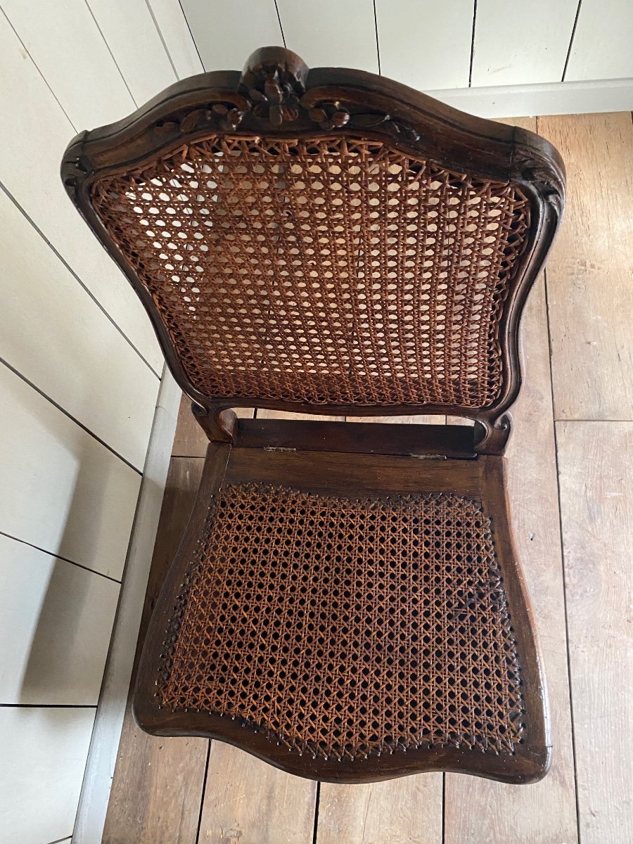 18th Century Louis XV Commode Chair In Walnut -photo-4