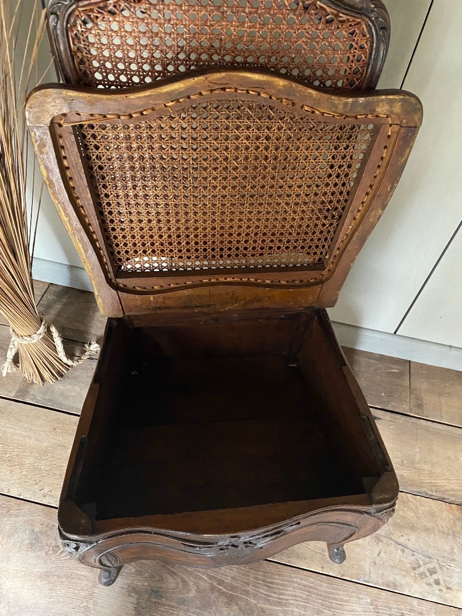 18th Century Louis XV Commode Chair In Walnut -photo-5