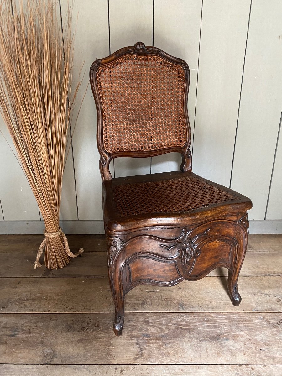 18th Century Louis XV Commode Chair In Walnut -photo-8