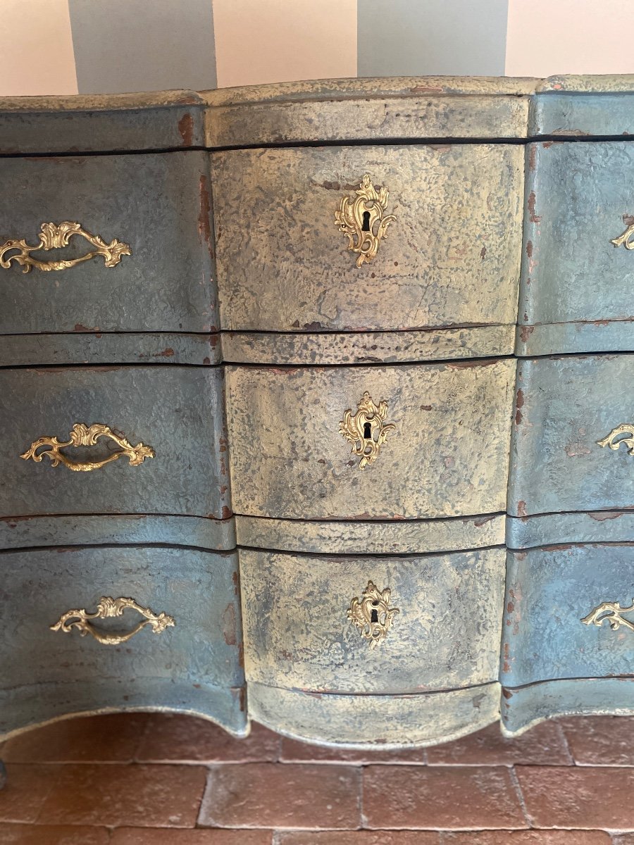 Louis XV Curved Chest Of Drawers Dating From The 18th Century Patina -photo-3