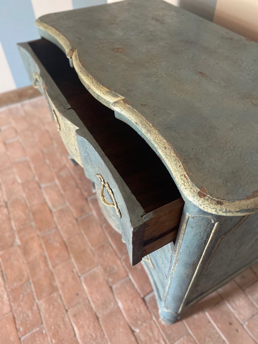 Louis XV Curved Chest Of Drawers Dating From The 18th Century Patina -photo-6