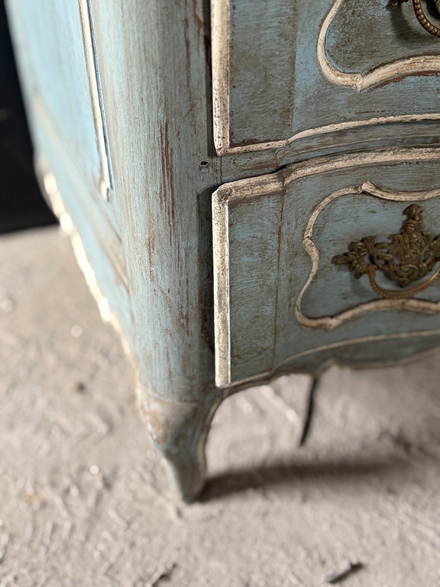 Louis XV Curved Chest Of Drawers Dating From The 18th Century Polychrome -photo-6