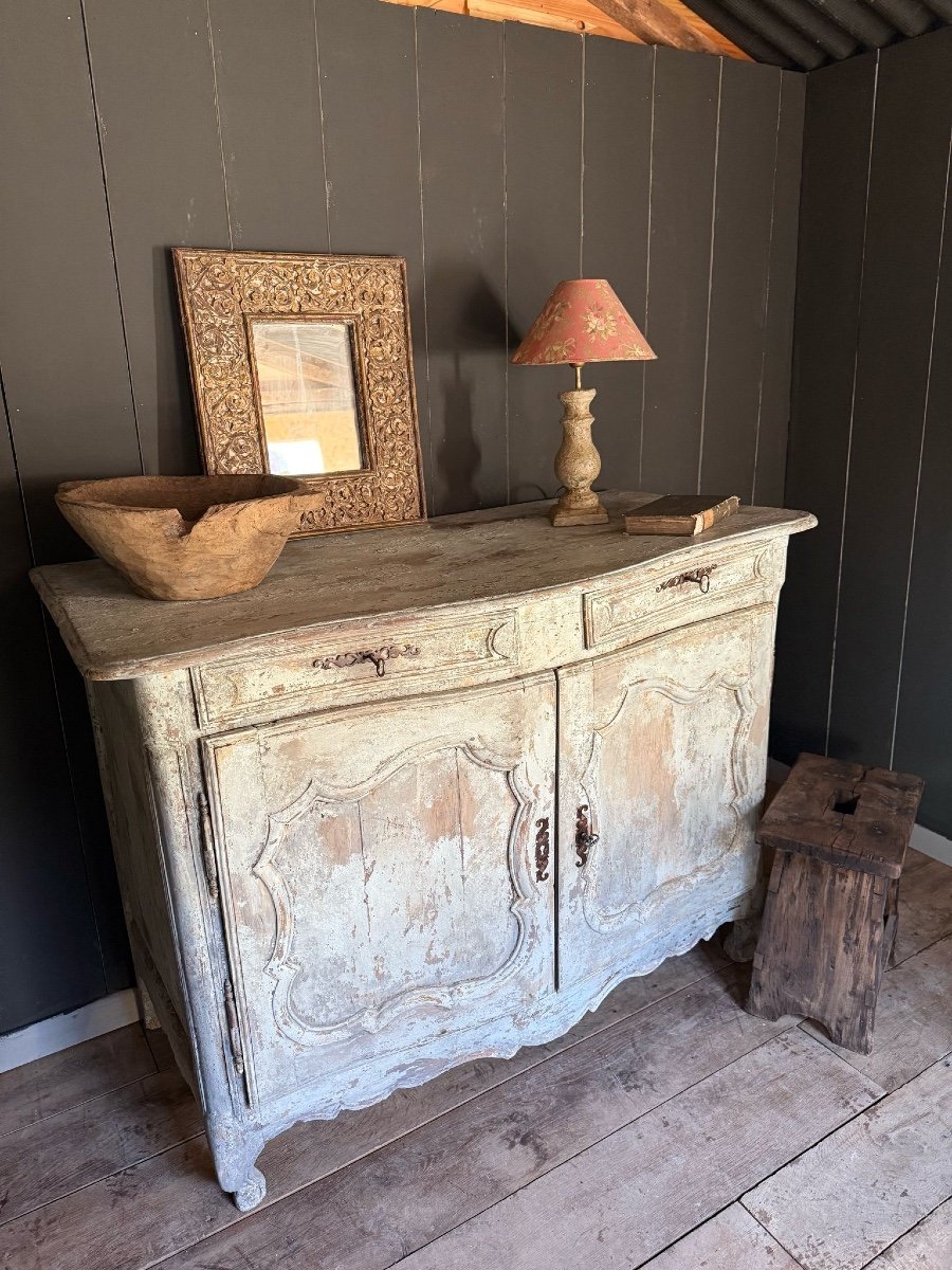 Louis XV Curved Buffet Dating From The Beginning Of The 18th Century South France Beautiful Polychromy -photo-7