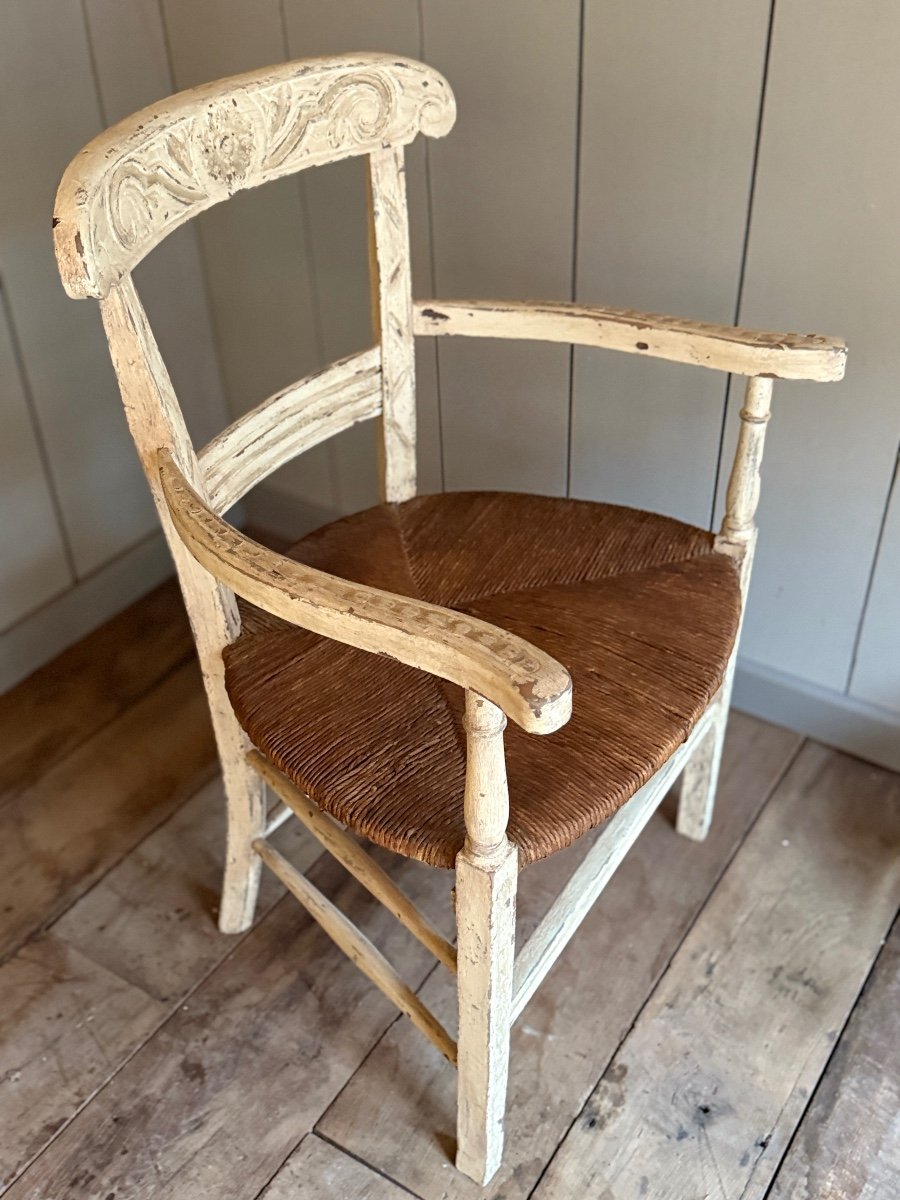 19th Century Provencal Cane Armchair With Patina-photo-2