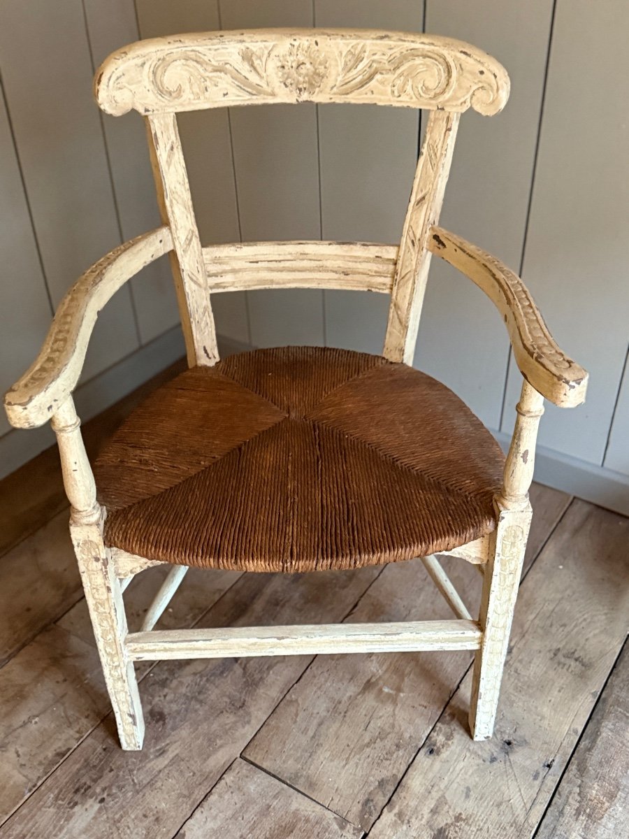 19th Century Provencal Cane Armchair With Patina-photo-3