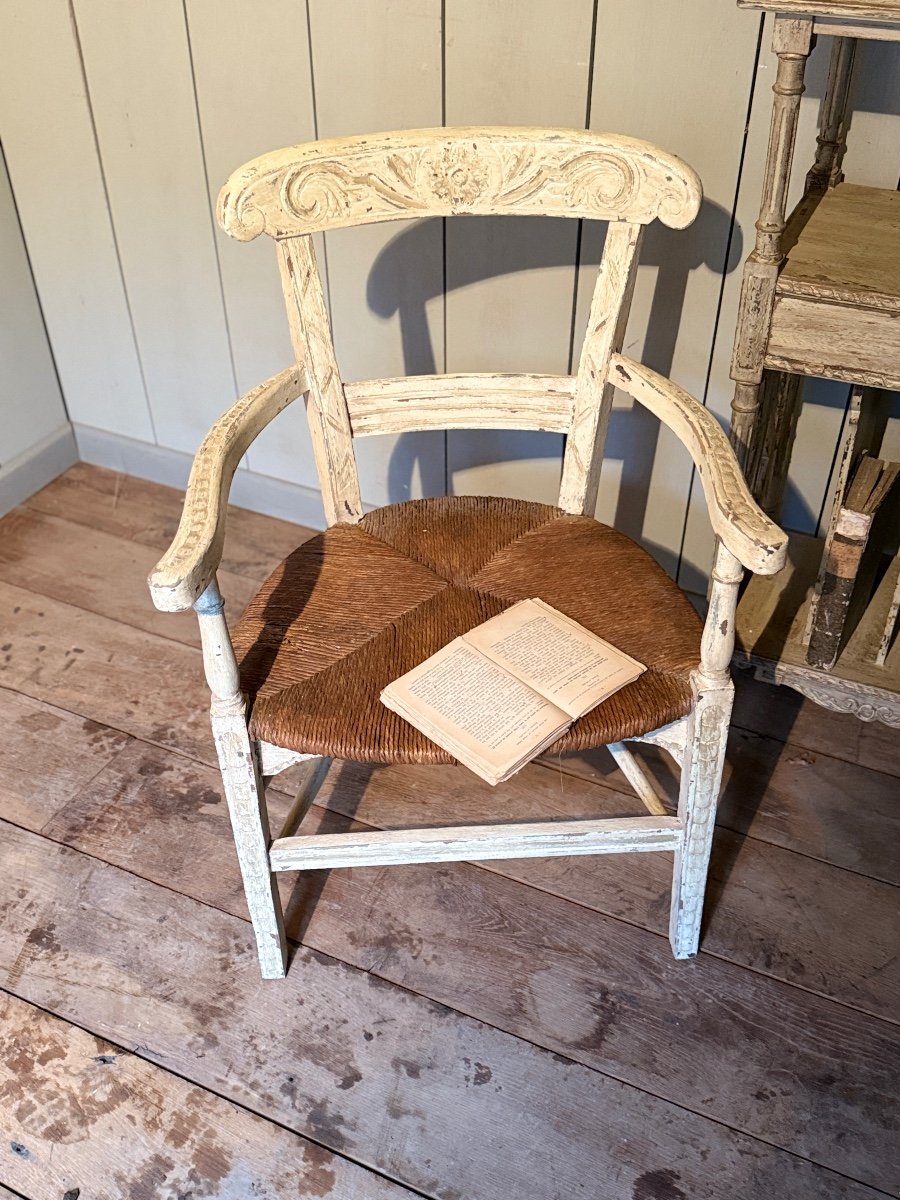 19th Century Provencal Cane Armchair With Patina-photo-4