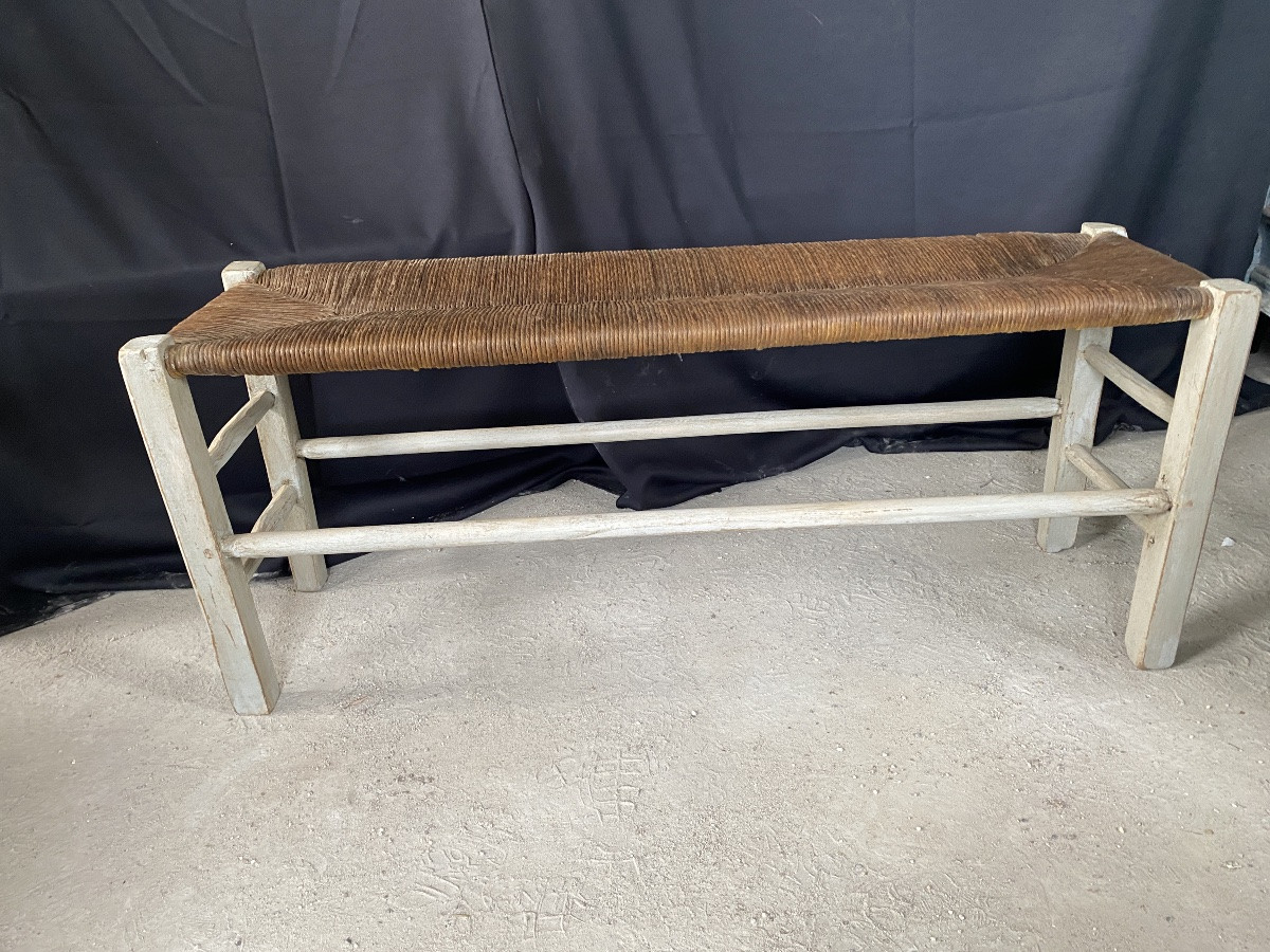 Straw Bench And Patinated Woodwork (18th Century) Special Price Of The Day -photo-2