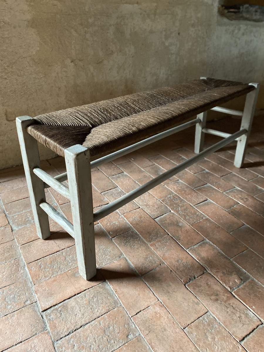 Straw Bench And Patinated Woodwork (18th Century) Special Price Of The Day 