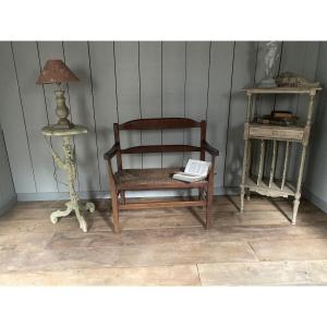 Straw Seated Fireplace Bench Dating From The 19th Century 