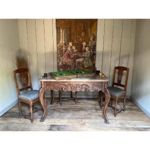 Game Table Dating From The 18th Century Very Nice Sculpture Work 