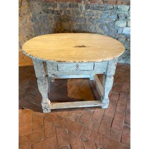 18th Century Swedish Oval Table With 1 Drawer 