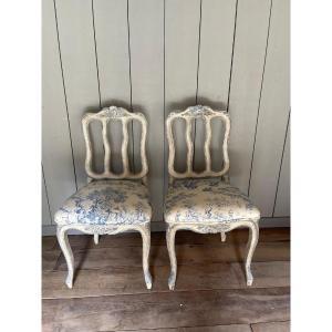 Pair Of Louis XV Chairs Dating From The End Of The 18th Century, Beautiful Patina 