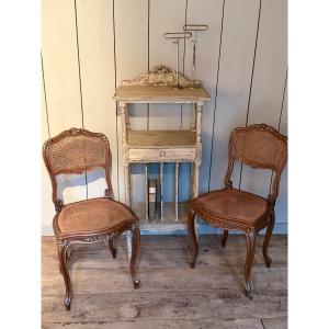 Pair Of 19th Century Louis XV Chairs With Caning 