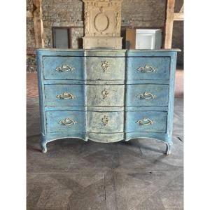 Louis XV Curved Chest Of Drawers Dating From The 18th Century Patina 