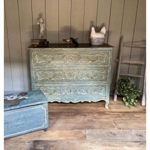 Louis XV Chest Of Drawers Dating From The 19th Century With Beautiful Patina And Cord Decoration 