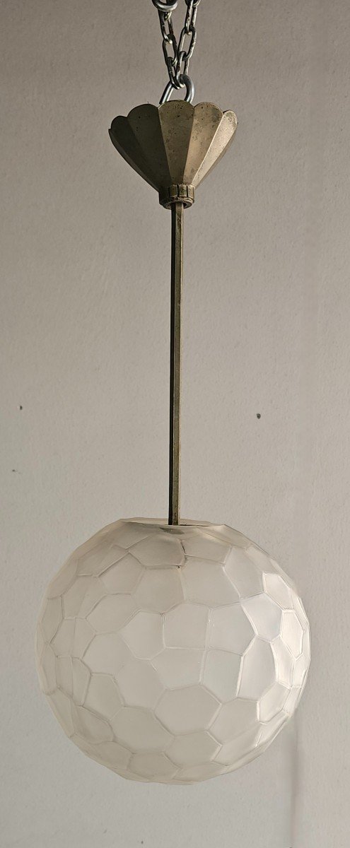 Genet And Michon, Glass Ball Chandelier, Art Deco, 1930.