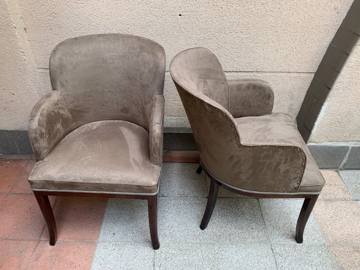 Pair Of Art Deco Armchairs-photo-4