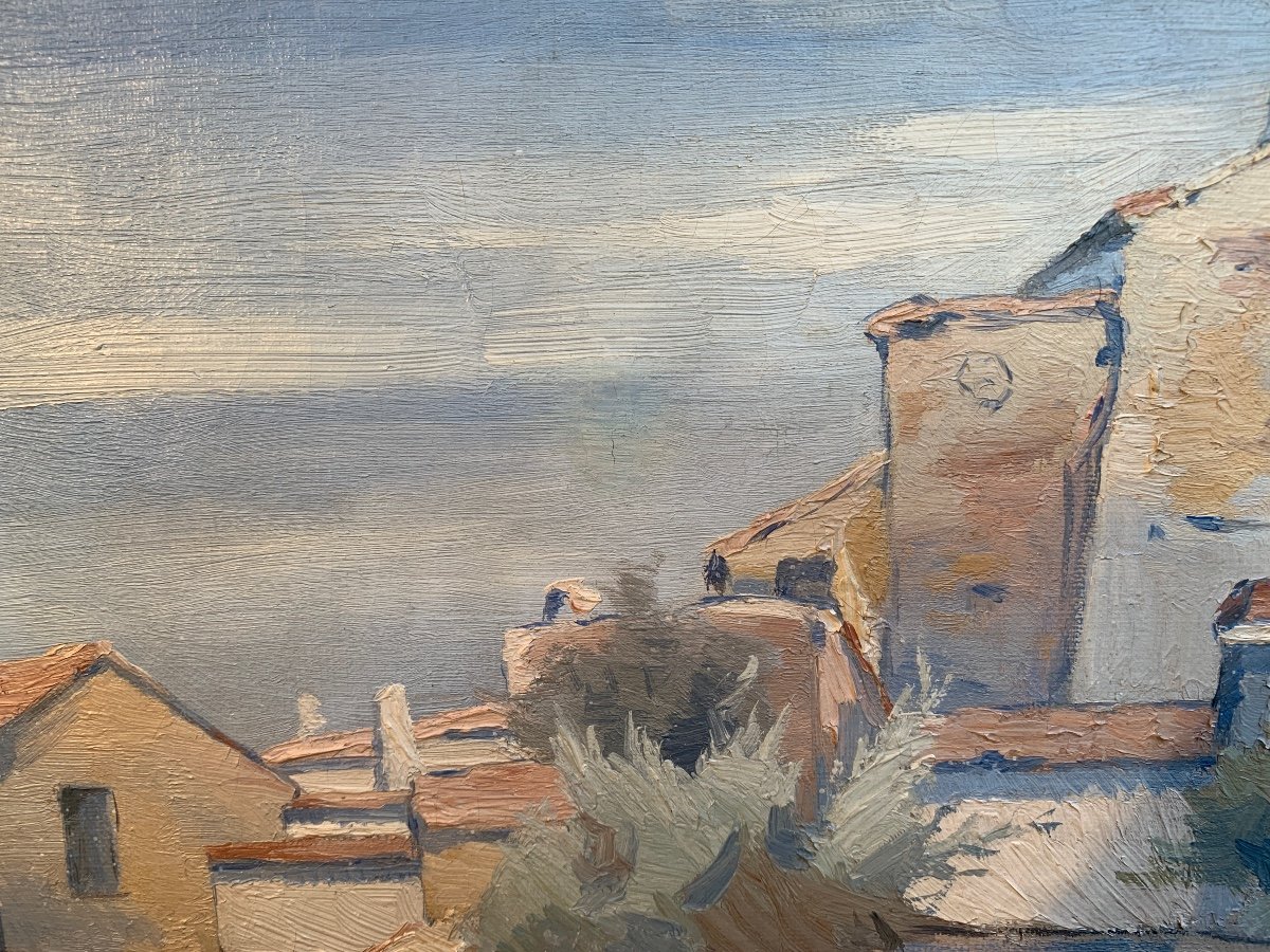 Emile Contrault, Huile Sur Toile , Paysage De Provence.-photo-4