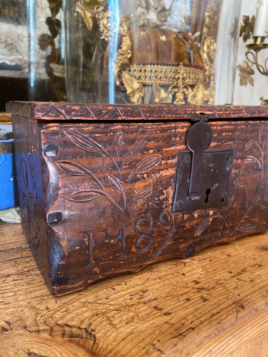 Box, Popular Art Box - Auvergne - Box Dated 1789 - French Revolution - Queyras-photo-4