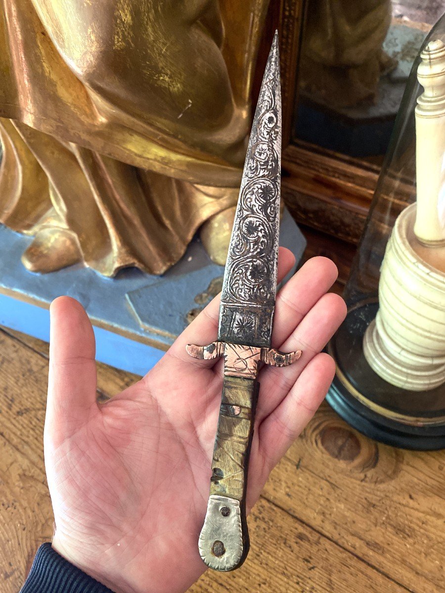 Antique Knife - Dagger, Noble And Aggressive Tuareg Dagger Fully Carved - South Maghreb-photo-4