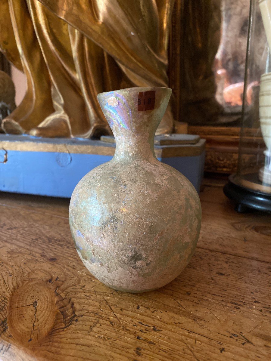 Artifact - Antiquity - Bottle With Globular Body In Iridescent Glass - Large Balsamaire - Empire -photo-2