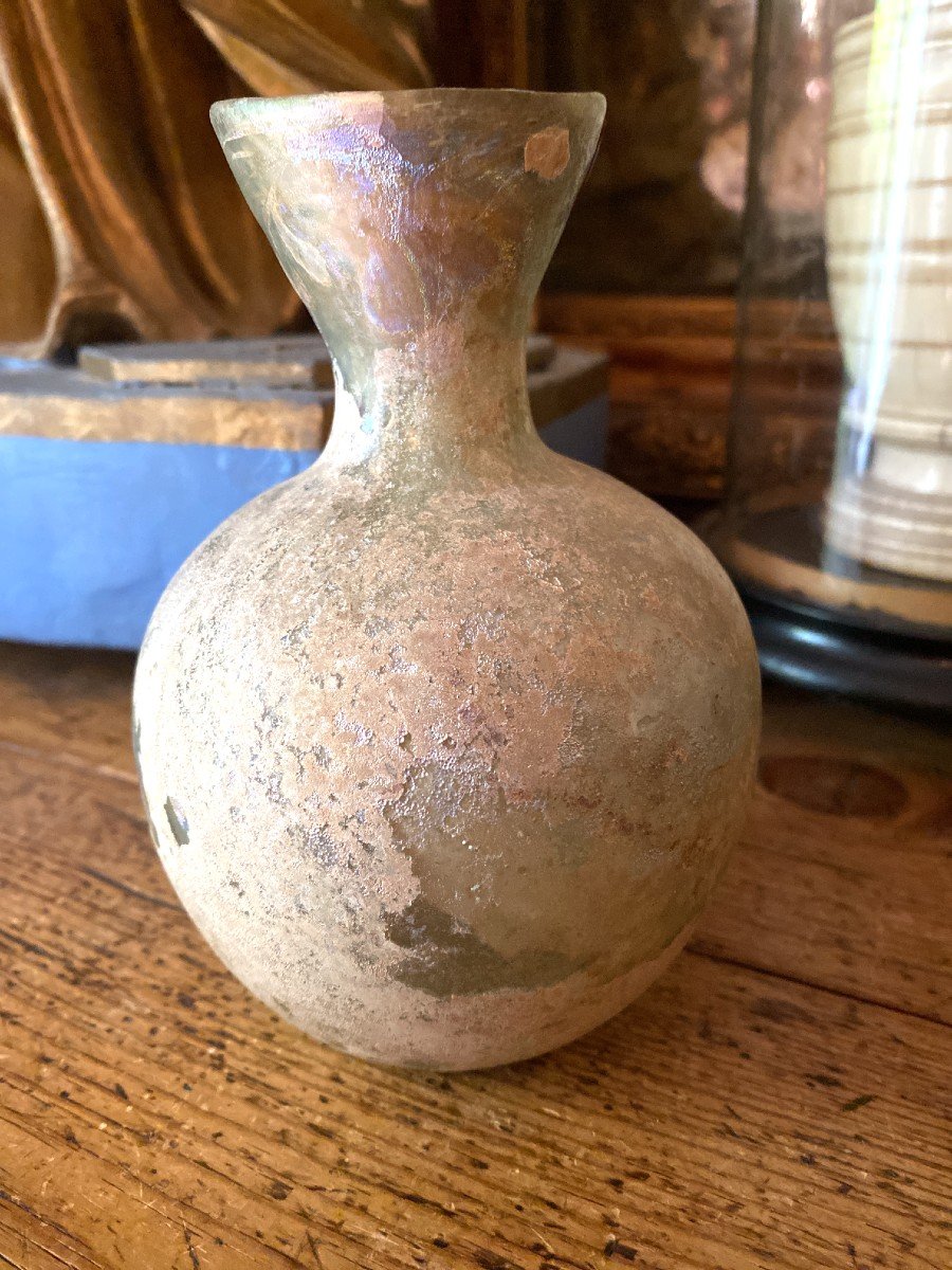 Artifact - Antiquity - Bottle With Globular Body In Iridescent Glass - Large Balsamaire - Empire -photo-2