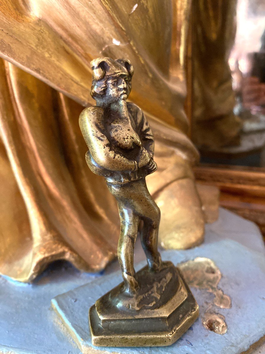 Bronze Sculpture - Dancing Jester Playing The Bagpipes - Flanders - Early Period-photo-6