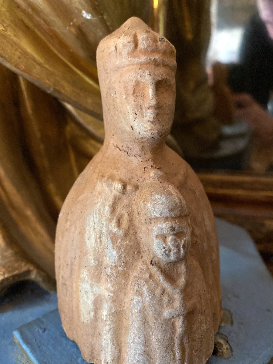 Statuette En Terre Cuite - Vierge Noire Du Puy-en-velay - Art Populaire - Vierge à l'Enfant-photo-4