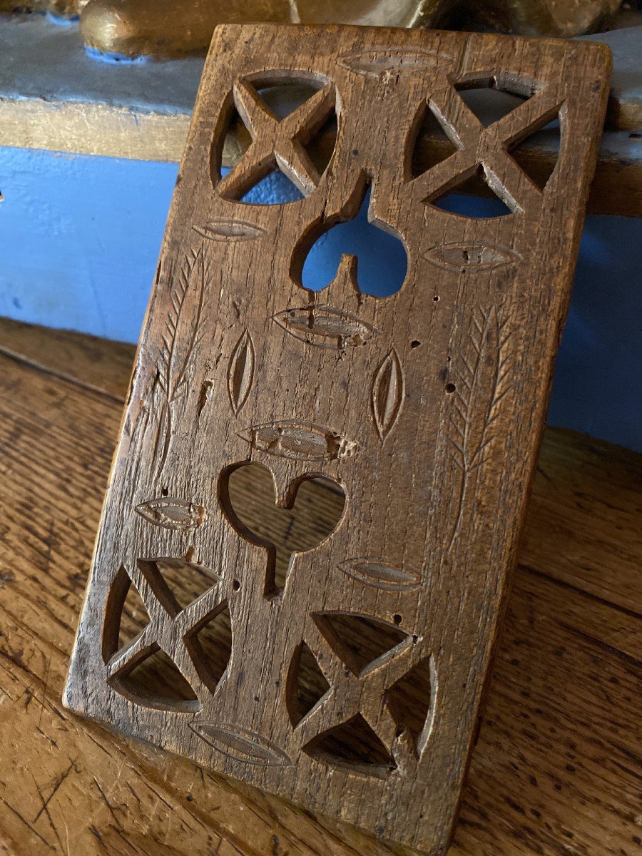 Carved Lace Folder - Openwork Heart And Geometric Symbols - Folk Art-photo-2