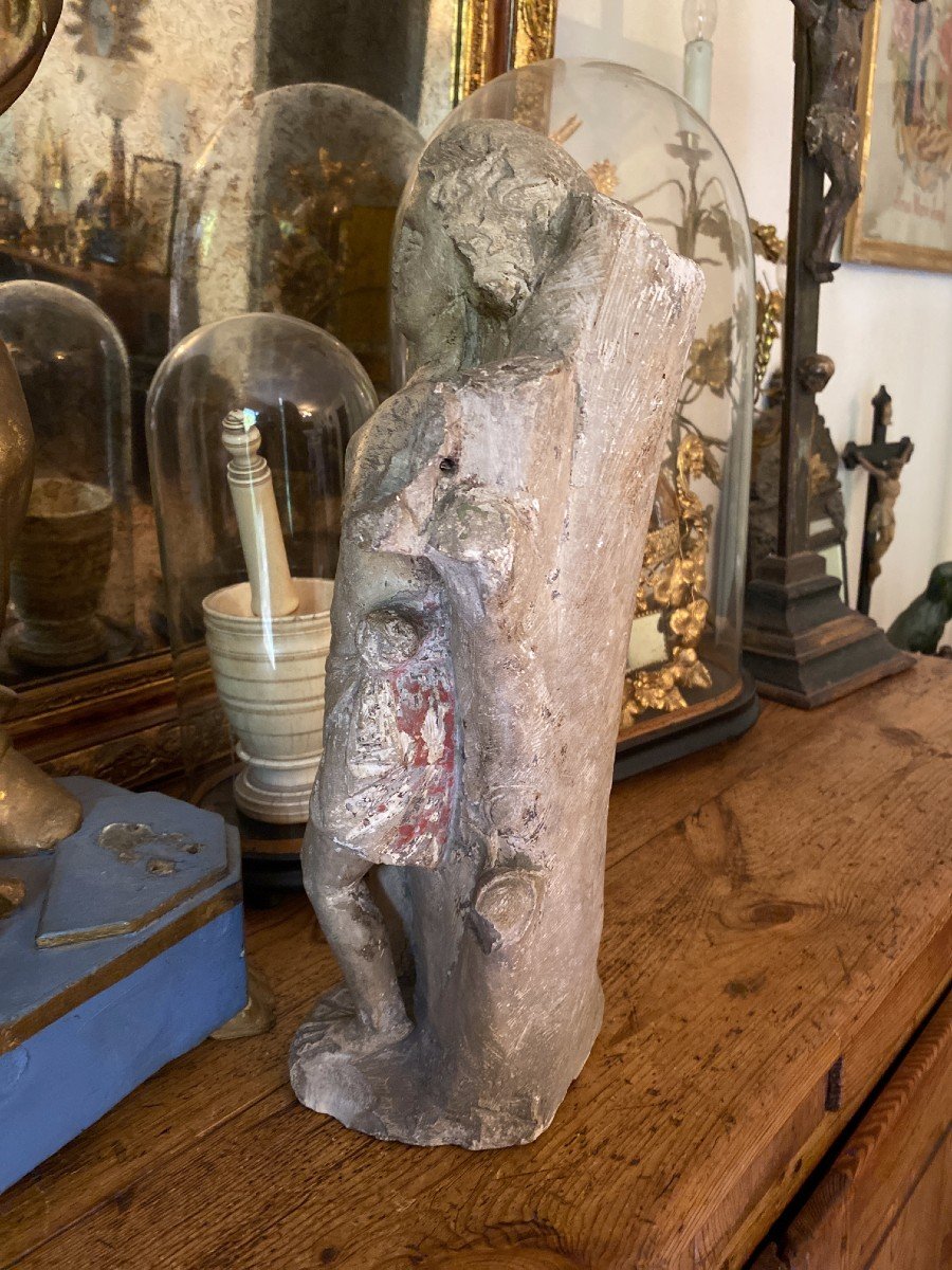 Statuaire &ndash; Statue En Pierre Calcaire De Saint S&eacute;bastien Martyr &ndash; Haute &eacute;poque - Auvergne-photo-3