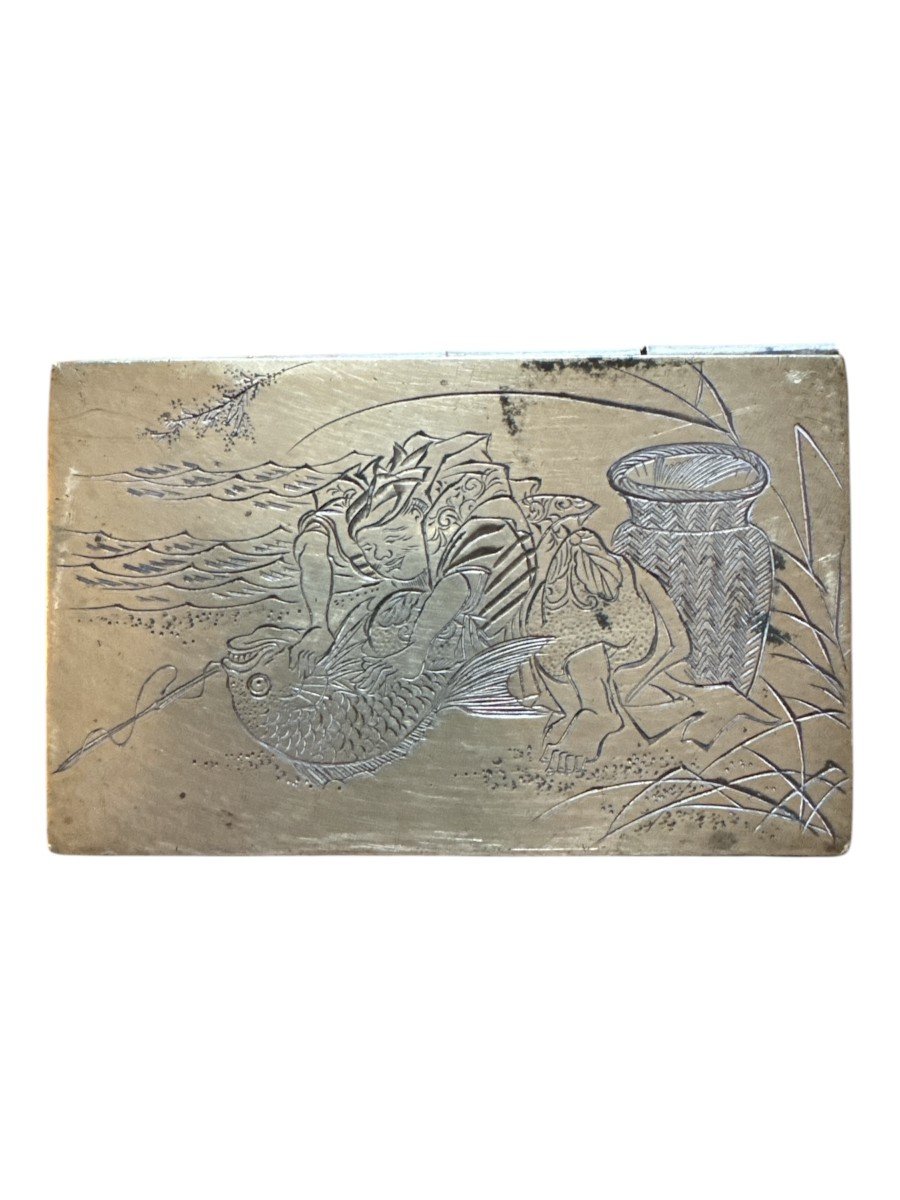 Japanese Stamp Box - Fisherman Fighting With A Sea Bream - Japan 