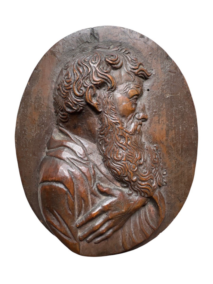 Carved Wooden Panel - Profile, Bust - Saint Paul After Jean Warin - France