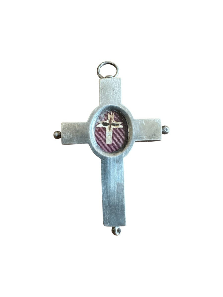 Croix Reliquaire En Argent Massif - Relique De La Vraie Croix (vera Crux) - Italie